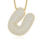 26个字母莫桑石项链925纯银夸张18K金链英文吊坠吊坠