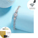 外热销女士时尚网球手链S925纯银D色莫桑石电镀18k白金OEM定制