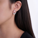 新款S925纯银镶莫桑石耳钉时尚闪亮可爱款设计蝴蝶耳饰品