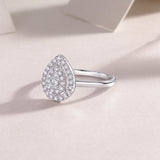 甜美创意圆形戒指闭口桃心镶嵌莫桑石少女心时尚百搭指环女式