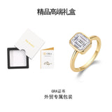 高级轻奢热销莫桑石金色简约指环925银戒指女小众女戒