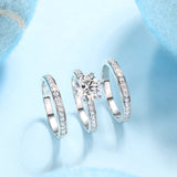 热销S925银闭口戒指3色莫桑石叠戴婚戒套戒