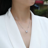 轻奢S925银镶莫桑石项链女简约百搭吊坠女士几何吊坠