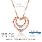S925纯银爱心简约饰品项链女时尚小众设计感玫瑰金吊坠项链女