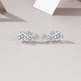 新款S925纯银莫桑石镶圆形四爪耳钉轻奢时尚个性耳饰品耳环女