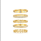 /定制 S925纯银D色莫桑石电镀18k金时尚叠戴戒指指环