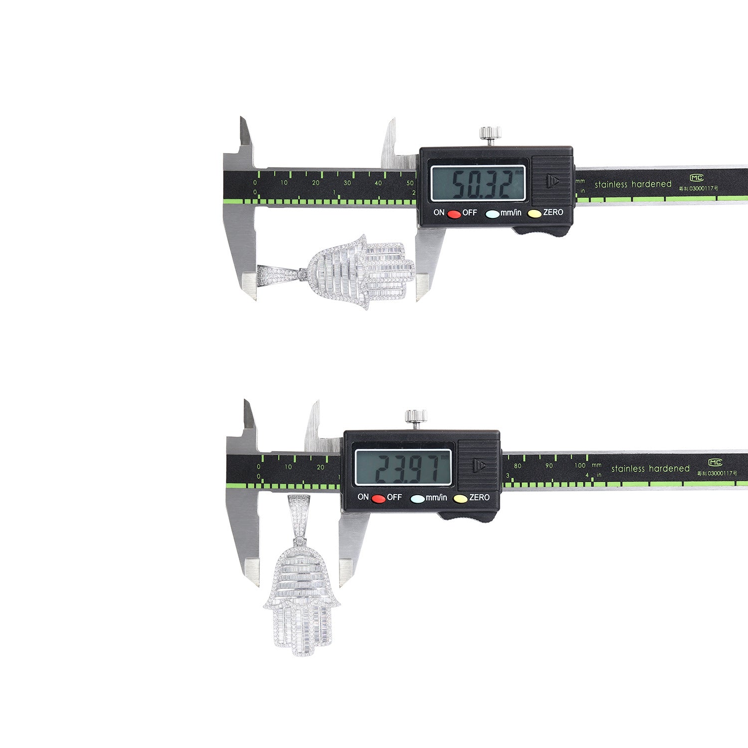 新款嘻哈佛塔手掌吊坠饰品S925纯银莫桑石个性经典百搭项链男