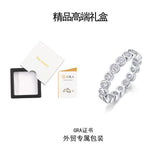 S925银莫桑石戒指 白金戒指圈全莫桑