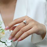 婚戒闭口公主方 纯银S925银莫桑石镀18k铂金女戒