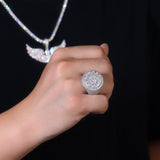 宽面大克拉指环 925纯银莫桑石指环上档次男戒