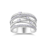 S925纯银简约轻奢交叉镂空高级小众闪耀莫桑石戒指叠戴婚戒