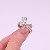 叠戴S925纯银D色莫桑石电镀18k白鹅蛋形闭口女士时尚戒指