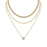 新潮流18K金色莫桑石吊坠叠戴项链s925纯银莫桑石項链吊坠