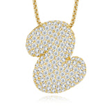 26个字母莫桑石项链925纯银夸张18K金链英文吊坠吊坠