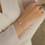 锁骨链手链s925电镀18k黄蛋形莫桑石手链女