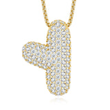 26个字母莫桑石项链925纯银夸张18K金链英文吊坠吊坠