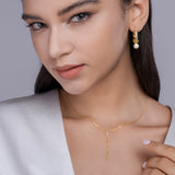 莫桑石Y字形yis风吊坠925纯银简约电镀金色轻奢项链