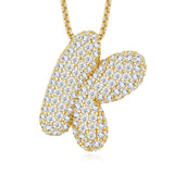 26个字母莫桑石项链925纯银夸张18K金链英文吊坠吊坠