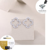 S925纯银镂空四叶草耳钉女简约气质高级轻奢镶钻锆石耳环饰品