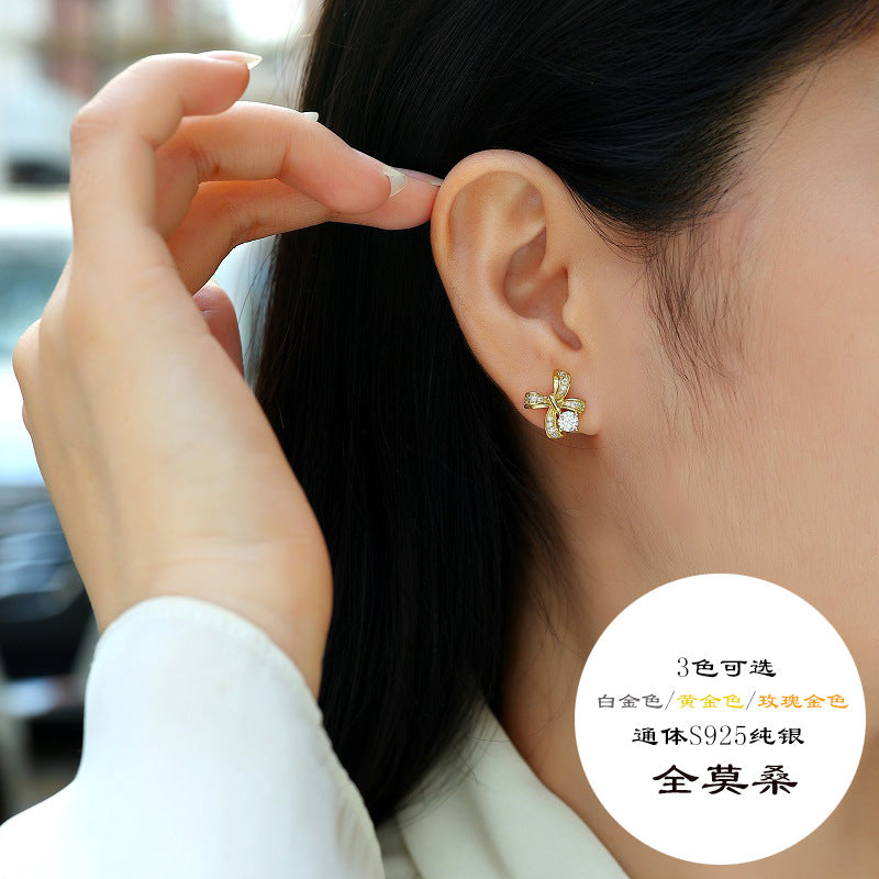 热销小众定制莫桑石耳饰925纯银耳钉女轻奢饰品