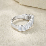 新款S925纯银八角形莫桑石戒指嘻哈小众轻奢指环女