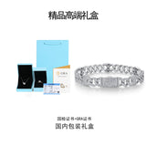 新款个性字形古巴链S925银满镶莫桑石嘻哈潮男手链饰品