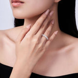 新款S925纯银镶D色莫桑石戒指小众轻奢指环女