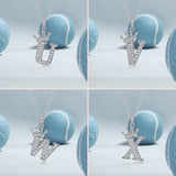 时尚皇冠26英文字母吊坠项链S925银莫桑男女嘻哈个性吊坠