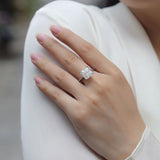 大克拉戒指 10x10公主方包莫桑石镀18k白金闭口男女戒指