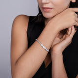 女士圆包网球手链S925纯银莫桑石电镀18k白金手链