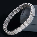 新款13mm8字形古巴链S925银满镶莫桑石嘻哈潮男女生手链