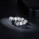 新款S925纯银流行几何形莫桑石排戒百搭风格婚戒女