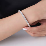 货源男女情侣款时尚银镶莫桑石手链 潮流百搭手镯