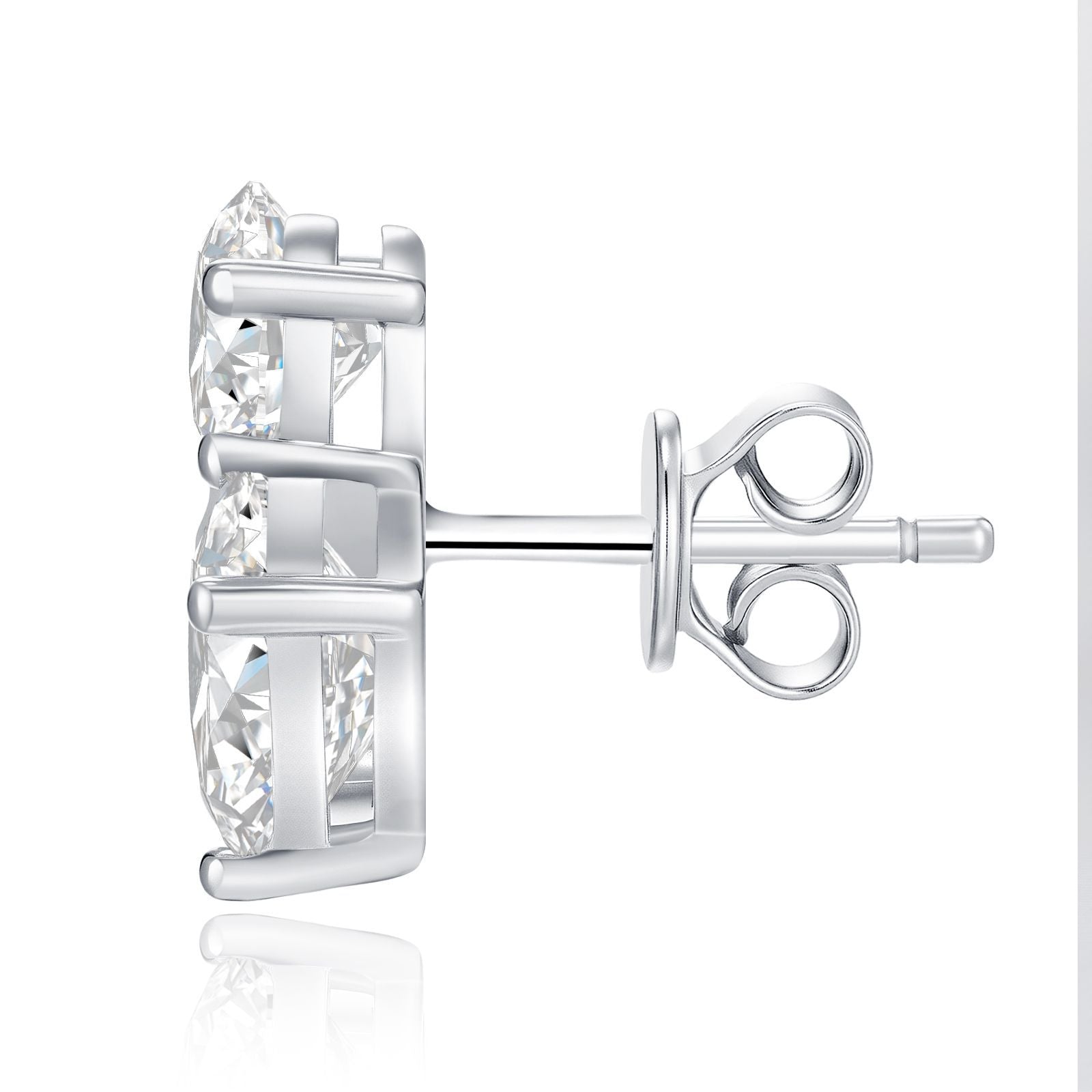 s925莫桑石异形耳钉多层电镀白金时尚轻奢方形耳钉几何耳饰