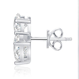 s925莫桑石异形耳钉多层电镀白金时尚轻奢方形耳钉几何耳饰