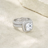 风枕形全莫桑戒指925纯银电镀白金婚礼聚会戒指