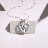 莫桑石爱心吊坠链子 925银长款简约流苏女项链