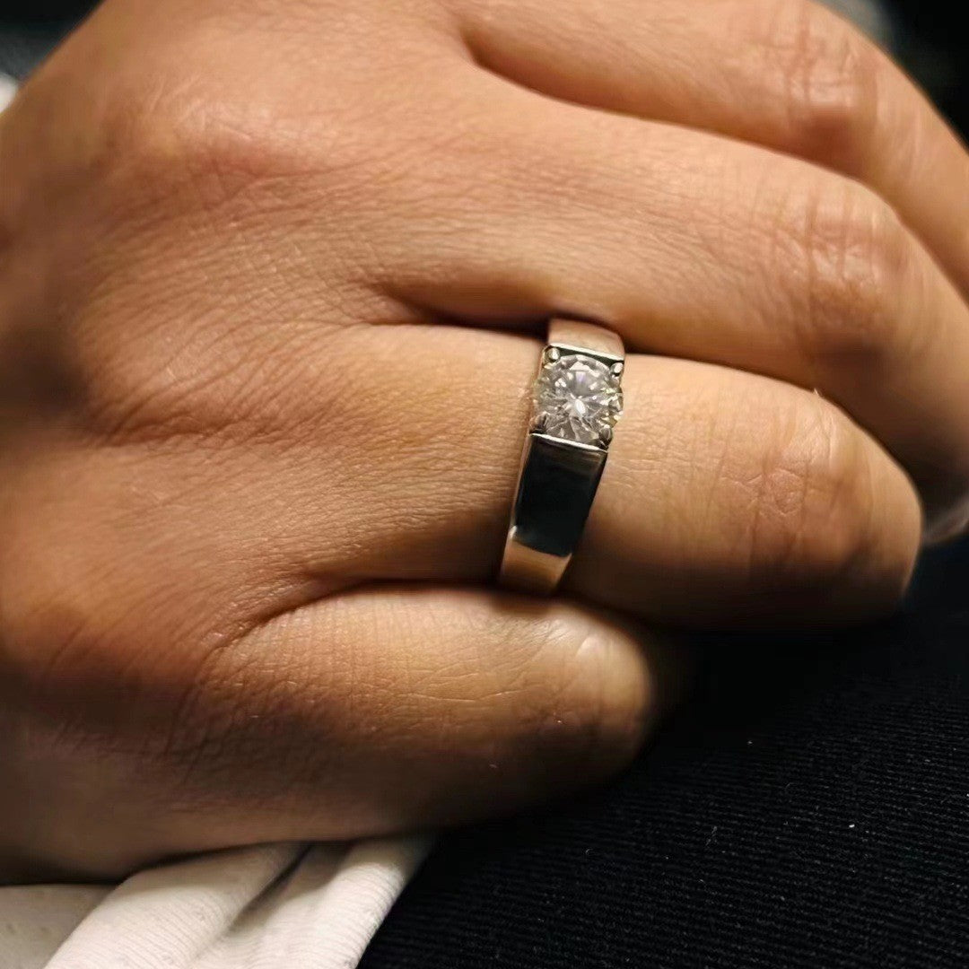 热销925纯银莫桑是石戒指戒男款直销礼品时尚