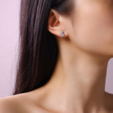 新款S925纯银莫桑石双头耳钉时尚百搭设计感耳饰品耳环女