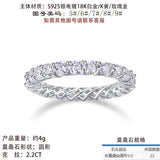 S925银个性满圈戒指莫桑石闭口纯手工制作s925银戒指女