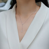 S925纯银莫桑石流苏项链简约时尚百搭吊坠女