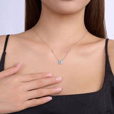 新款S925银蛋形蓝托帕石项链轻奢小众设计百搭锁骨链女