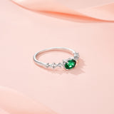 新款S925纯银镶嵌祖母绿宝石戒指简约轻奢气质指环
