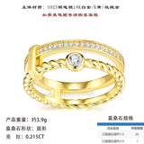 新款S925纯银D色圆形莫桑石指环时尚简约百搭