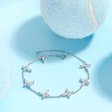 可调节四叶草电镀18K白金手链 热销s925纯银莫桑石手链女