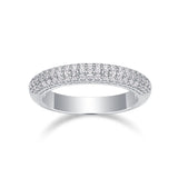 戒指嘻哈男士女士戒指 S925纯银戒指闭口半圈全莫桑戒指