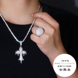 莫桑石精工男戒GRA S925纯银显大轻奢婚戒节日礼物大男戒