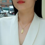 莫桑石项链带GRA证书电镀18K黄金叶子吊坠S925银吊坠女