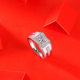 男款戒指时尚可调节小男戒百搭莫桑石商务男士婚戒指环