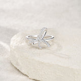 S925纯银莫桑石戒指轻奢简约镶钻蝴蝶结指环女